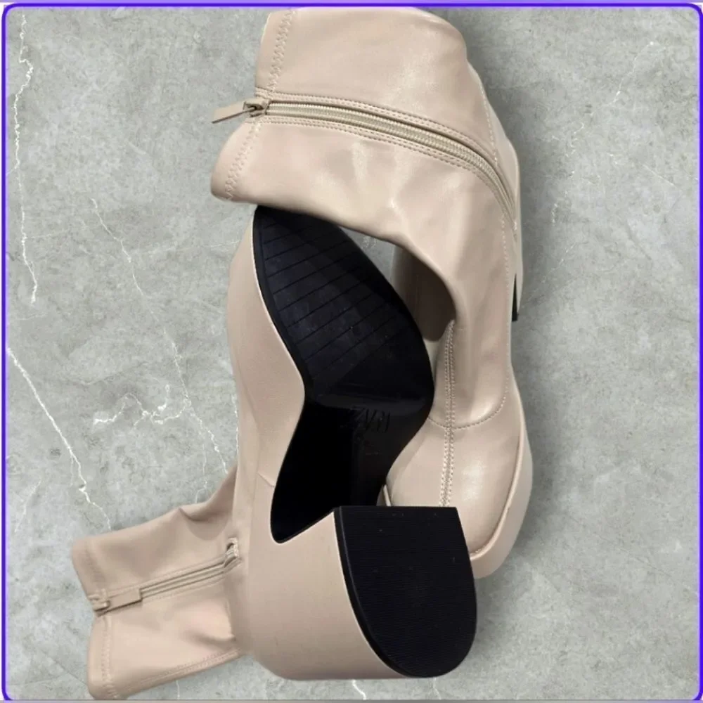 NEW- ZARA Women's Platform Heeded Ankle Boots